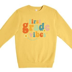 First Grade Vibes 1st Grade Team Retro 1st Day Of School Gift Premium Crewneck Sweatshirt