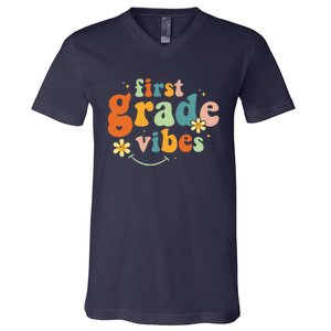 First Grade Vibes 1st Grade Team Retro 1st Day Of School Gift V-Neck T-Shirt