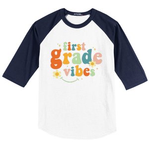 First Grade Vibes 1st Grade Team Retro 1st Day Of School Gift Baseball Sleeve Shirt