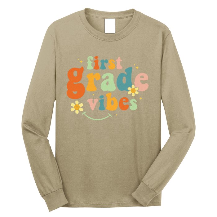 First Grade Vibes 1st Grade Team Retro 1st Day Of School Gift Long Sleeve Shirt