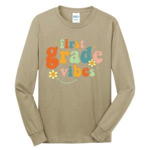 First Grade Vibes 1st Grade Team Retro 1st Day Of School Gift Tall Long Sleeve T-Shirt