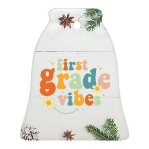 First Grade Vibes 1st Grade Team Retro 1st Day Of School Gift Ceramic Bell Ornament