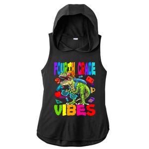 Fourth Grade Vibes Dinosaur Back To School Gift Ladies PosiCharge Tri-Blend Wicking Draft Hoodie Tank