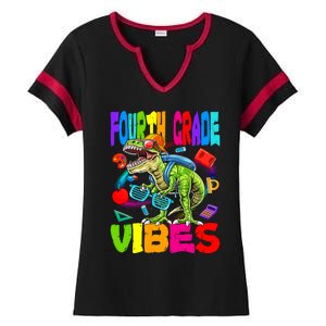 Fourth Grade Vibes Dinosaur Back To School Gift Ladies Halftime Notch Neck Tee