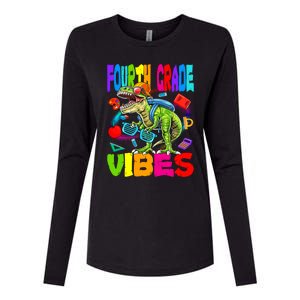 Fourth Grade Vibes Dinosaur Back To School Gift Womens Cotton Relaxed Long Sleeve T-Shirt