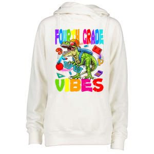 Fourth Grade Vibes Dinosaur Back To School Gift Womens Funnel Neck Pullover Hood