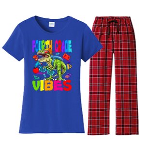 Fourth Grade Vibes Dinosaur Back To School Gift Women's Flannel Pajama Set