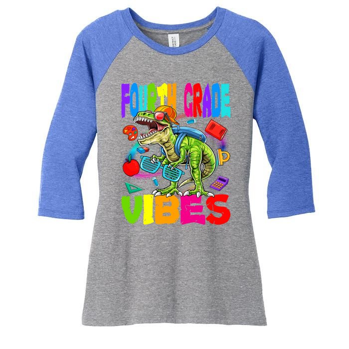 Fourth Grade Vibes Dinosaur Back To School Gift Women's Tri-Blend 3/4-Sleeve Raglan Shirt