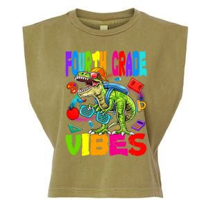 Fourth Grade Vibes Dinosaur Back To School Gift Garment-Dyed Women's Muscle Tee