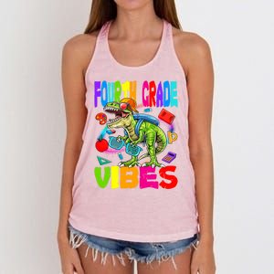 Fourth Grade Vibes Dinosaur Back To School Gift Women's Knotted Racerback Tank