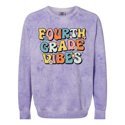 Fourth Grade Vibes 4th Grade Team Retro 1st Day Of School Gift Colorblast Crewneck Sweatshirt