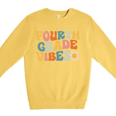 Fourth Grade Vibes 4th Grade Team Retro 1st Day Of School Premium Crewneck Sweatshirt