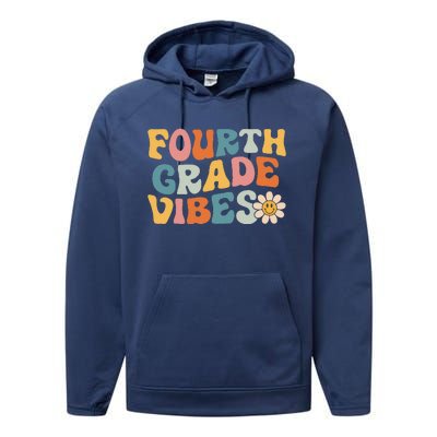 Fourth Grade Vibes 4th Grade Team Retro 1st Day Of School Performance Fleece Hoodie