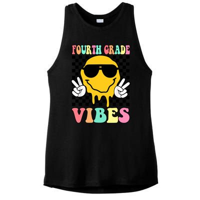 Fourth Grade Vibes Hippie Smile Face Peace Back To School Gift Ladies PosiCharge Tri-Blend Wicking Tank