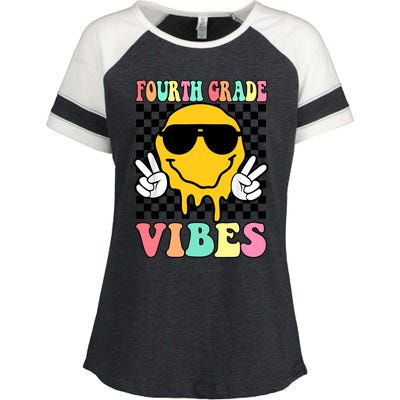 Fourth Grade Vibes Hippie Smile Face Peace Back To School Gift Enza Ladies Jersey Colorblock Tee