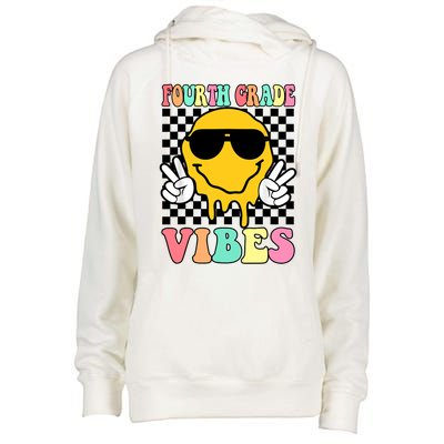 Fourth Grade Vibes Hippie Smile Face Peace Back To School Gift Womens Funnel Neck Pullover Hood