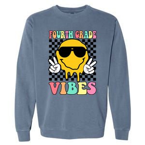 Fourth Grade Vibes Hippie Smile Face Peace Back To School Gift Garment-Dyed Sweatshirt