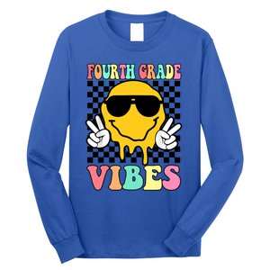 Fourth Grade Vibes Hippie Smile Face Peace Back To School Gift Long Sleeve Shirt