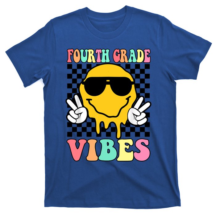 Fourth Grade Vibes Hippie Smile Face Peace Back To School Gift T-Shirt