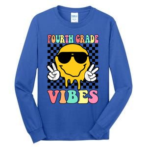 Fourth Grade Vibes Hippie Smile Face Peace Back To School Gift Tall Long Sleeve T-Shirt