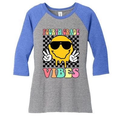 Fourth Grade Vibes Hippie Smile Face Peace Back To School Gift Women's Tri-Blend 3/4-Sleeve Raglan Shirt