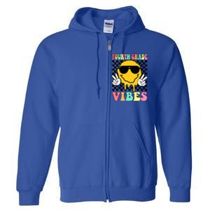 Fourth Grade Vibes Hippie Smile Face Peace Back To School Gift Full Zip Hoodie