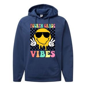 Fourth Grade Vibes Hippie Smile Face Peace Back To School Gift Performance Fleece Hoodie