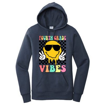 Fourth Grade Vibes Hippie Smile Face Peace Back To School Gift Women's Pullover Hoodie