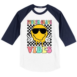 Fourth Grade Vibes Hippie Smile Face Peace Back To School Gift Baseball Sleeve Shirt