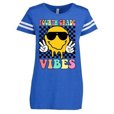 Fourth Grade Vibes Hippie Smile Face Peace Back To School Gift Enza Ladies Jersey Football T-Shirt