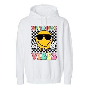 Fourth Grade Vibes Hippie Smile Face Peace Back To School Gift Garment-Dyed Fleece Hoodie