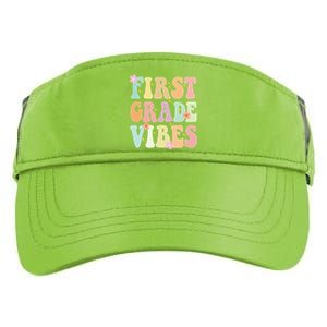 First Grade Vibes Retro Teacher 1St Grade Back To School Gift Adult Drive Performance Visor