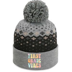 First Grade Vibes Retro Teacher 1St Grade Back To School Gift The Baniff Cuffed Pom Beanie