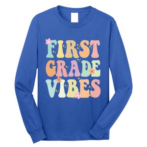 First Grade Vibes Retro Teacher 1St Grade Back To School Gift Long Sleeve Shirt