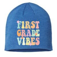 First Grade Vibes Retro Teacher 1St Grade Back To School Gift Sustainable Beanie