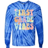 First Grade Vibes Retro Teacher 1St Grade Back To School Gift Tie-Dye Long Sleeve Shirt