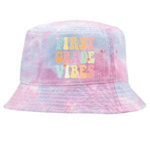 First Grade Vibes Retro Teacher 1St Grade Back To School Gift Tie-Dyed Bucket Hat