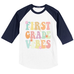 First Grade Vibes Retro Teacher 1St Grade Back To School Gift Baseball Sleeve Shirt