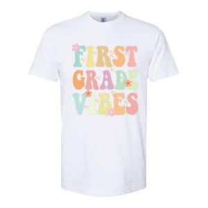 First Grade Vibes Retro Teacher 1St Grade Back To School Gift Softstyle CVC T-Shirt