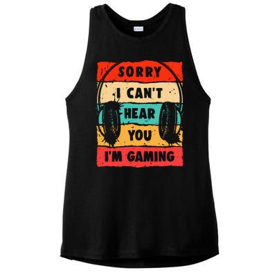 Funny Gamer Video Gaming Sorry I CanT Here You Ladies PosiCharge Tri-Blend Wicking Tank