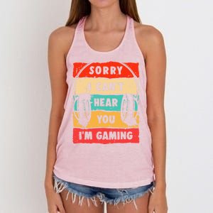 Funny Gamer Video Gaming Sorry I CanT Here You Women's Knotted Racerback Tank