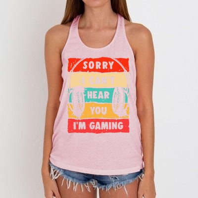 Funny Gamer Video Gaming Sorry I CanT Here You Women's Knotted Racerback Tank