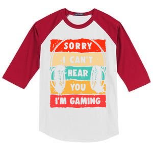 Funny Gamer Video Gaming Sorry I CanT Here You Kids Colorblock Raglan Jersey