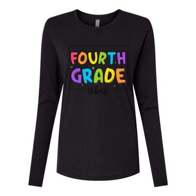 Fourth Grade Vibes 4th Grade Team Retro First Day Of School Womens Cotton Relaxed Long Sleeve T-Shirt