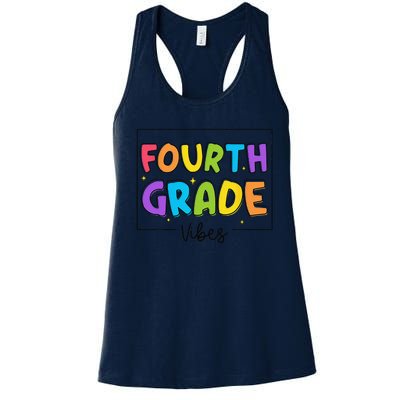 Fourth Grade Vibes 4th Grade Team Retro First Day Of School Women's Racerback Tank