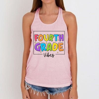 Fourth Grade Vibes 4th Grade Team Retro First Day Of School Women's Knotted Racerback Tank