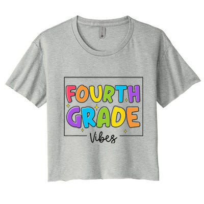 Fourth Grade Vibes 4th Grade Team Retro First Day Of School Women's Crop Top Tee