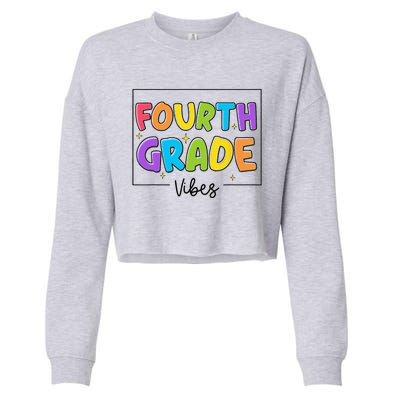 Fourth Grade Vibes 4th Grade Team Retro First Day Of School Cropped Pullover Crew