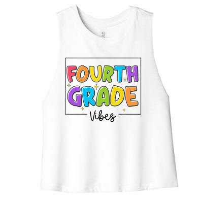 Fourth Grade Vibes 4th Grade Team Retro First Day Of School Women's Racerback Cropped Tank