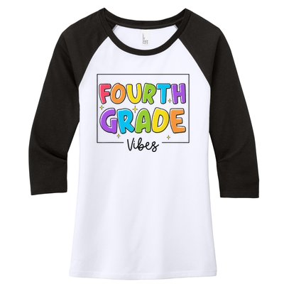 Fourth Grade Vibes 4th Grade Team Retro First Day Of School Women's Tri-Blend 3/4-Sleeve Raglan Shirt